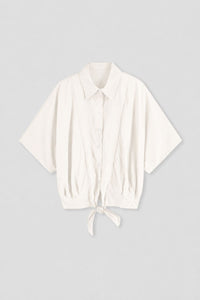 Lyocell-Blend Cropped Knot-Front Shirt