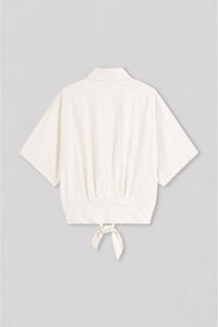 Lyocell-Blend Cropped Knot-Front Shirt
