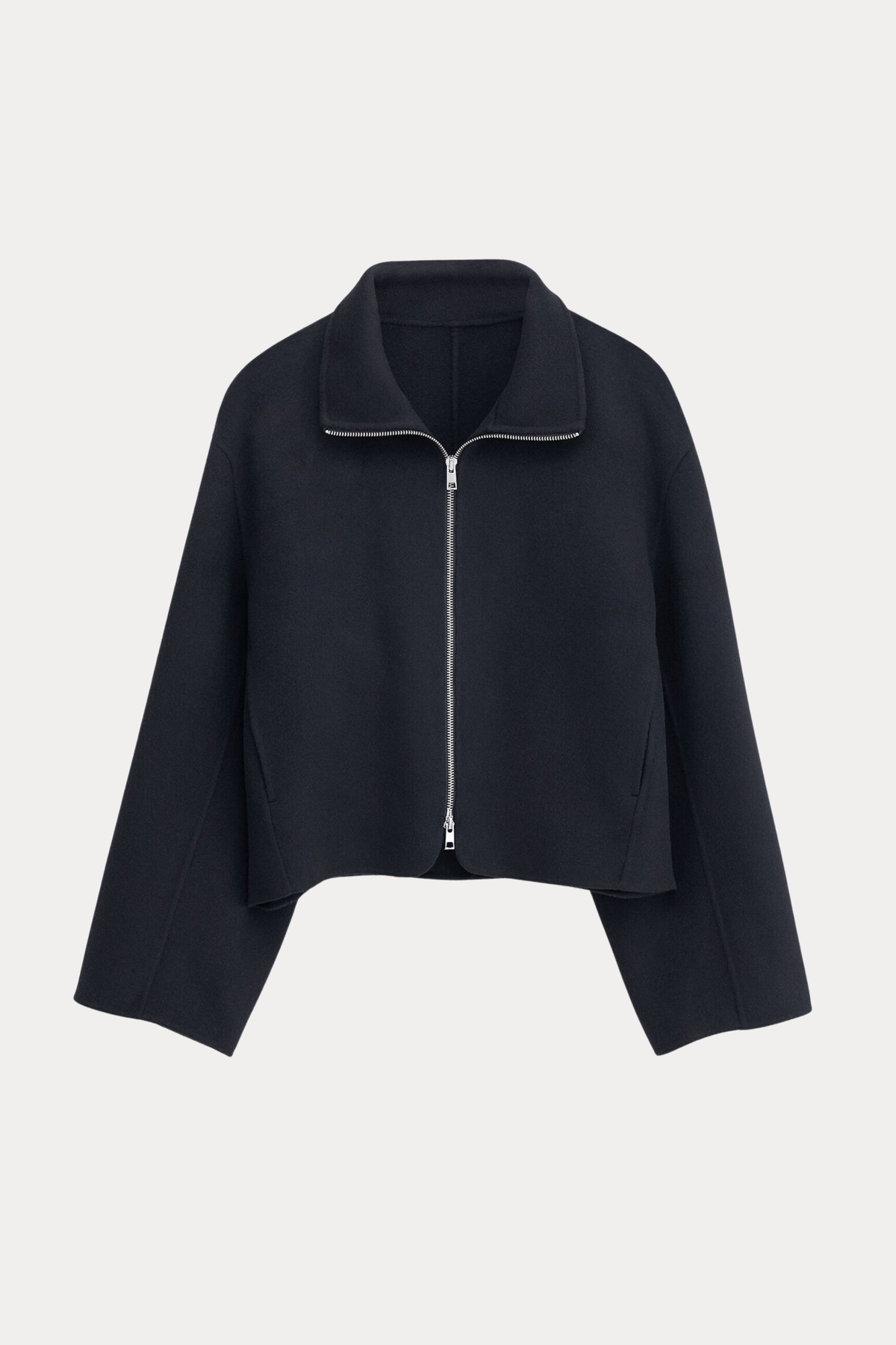 Cropped Funnel-Neck Zip Jacket