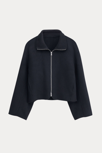 Cropped Funnel-Neck Zip Jacket