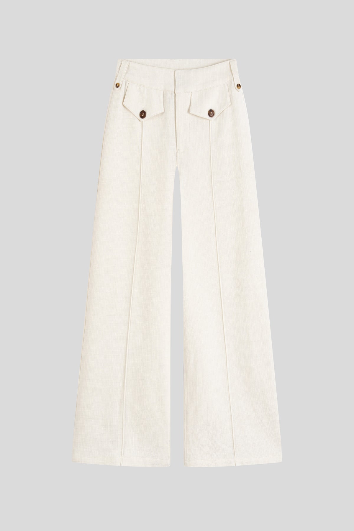 Linen-Cotton High Waist Trousers
