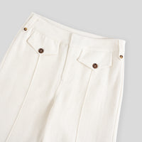 Linen-Cotton High Waist Trousers