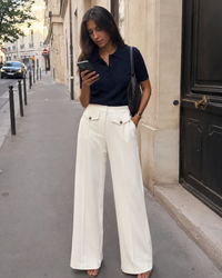 Linen-Cotton High Waist Trousers