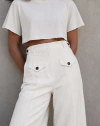 Linen-Cotton High Waist Trousers