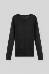 Wool-Blend Soft Long-Sleeve Knit Sweater