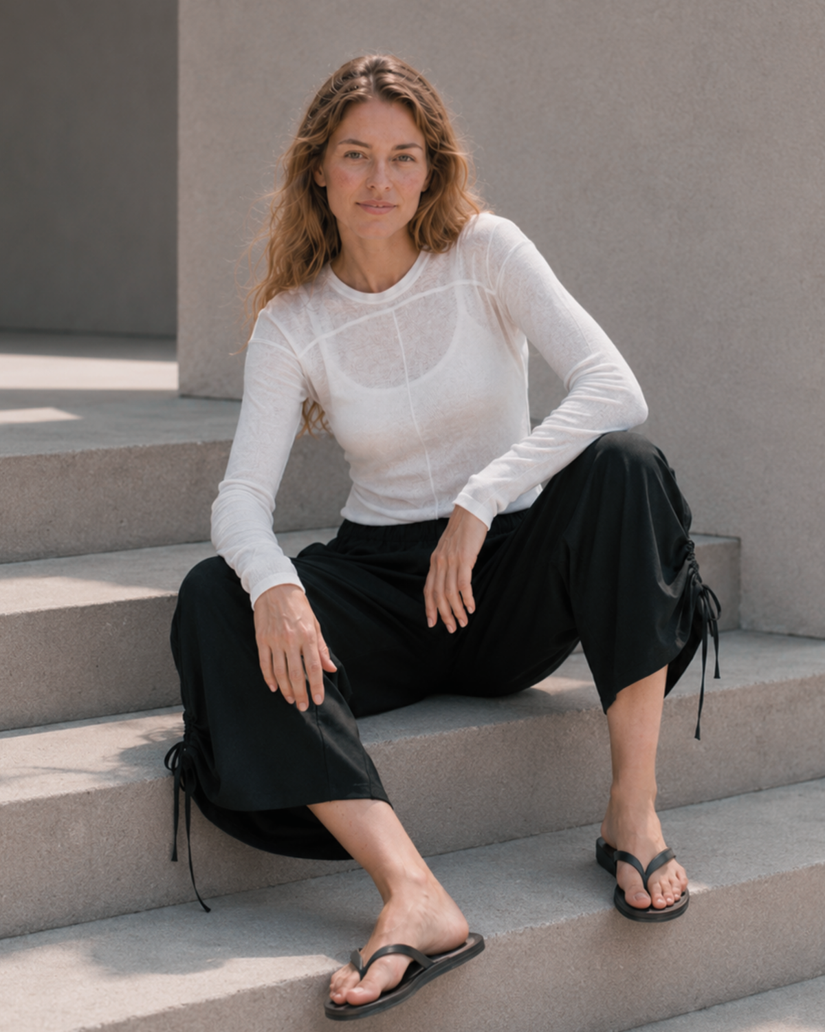 Wool-Blend Soft Long-Sleeve Knit Sweater