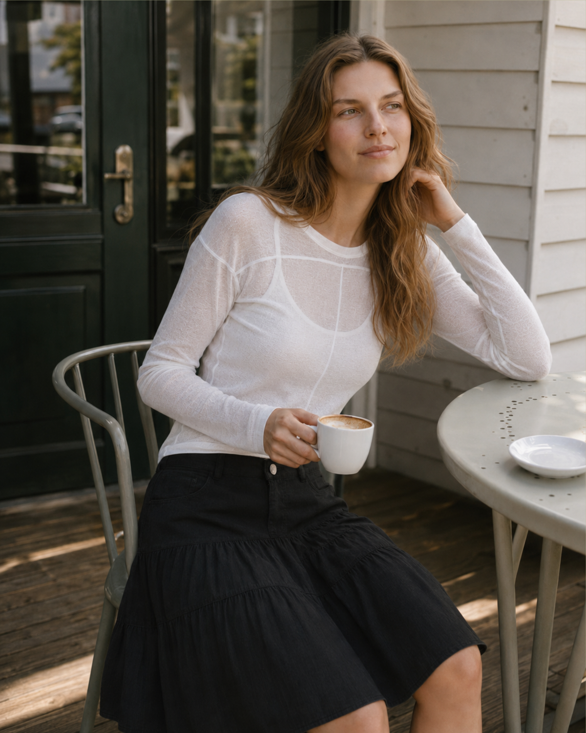 Wool-Blend Soft Long-Sleeve Knit Sweater