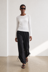 Wool-Blend Soft Long-Sleeve Knit Sweater