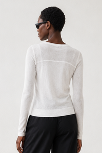 Wool-Blend Soft Long-Sleeve Knit Sweater