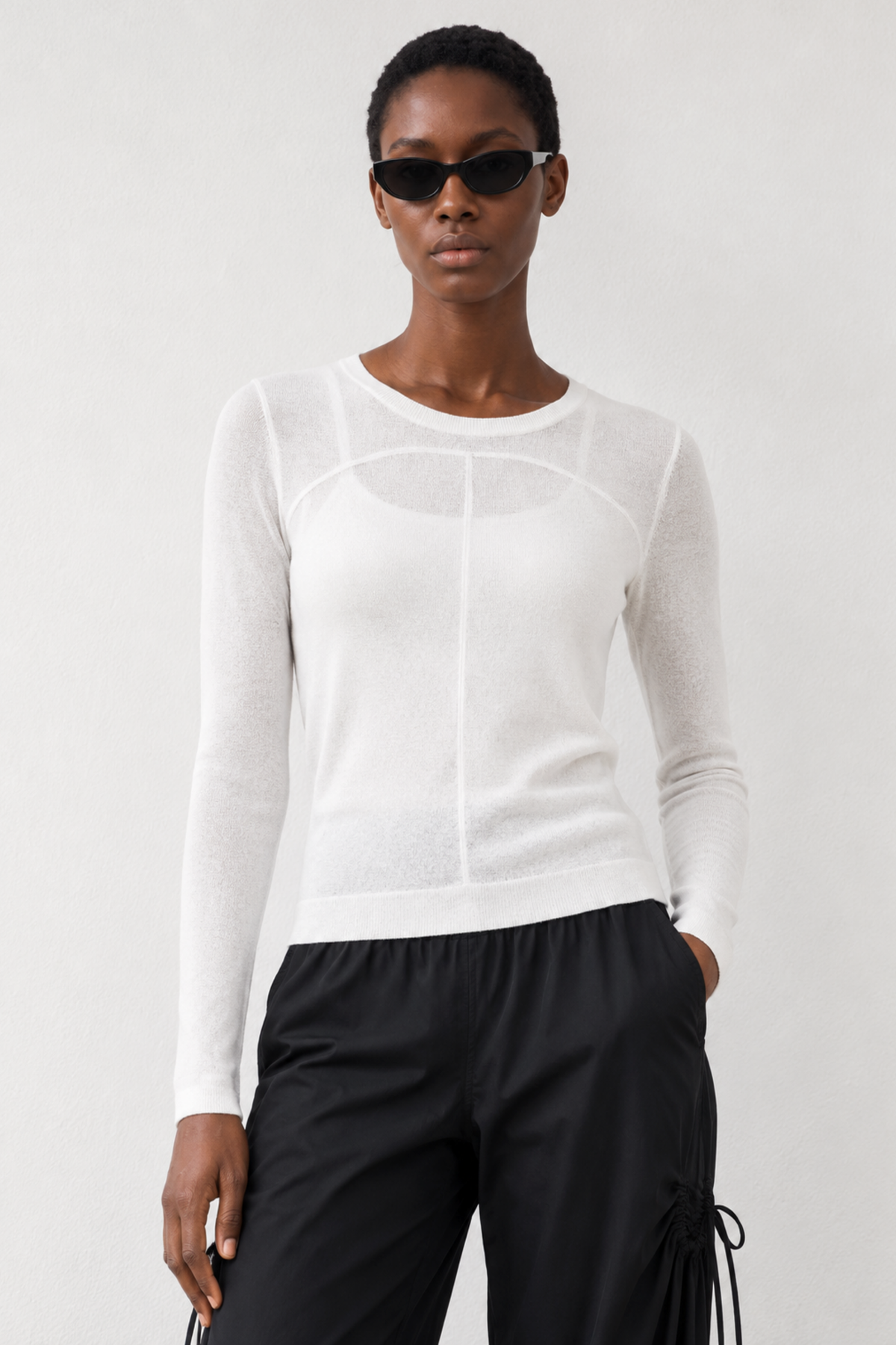 Wool-Blend Soft Long-Sleeve Knit Sweater