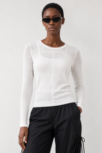 Wool-Blend Soft Long-Sleeve Knit Sweater