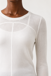 Wool-Blend Soft Long-Sleeve Knit Sweater