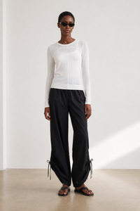 Wool-Blend Soft Long-Sleeve Knit Sweater