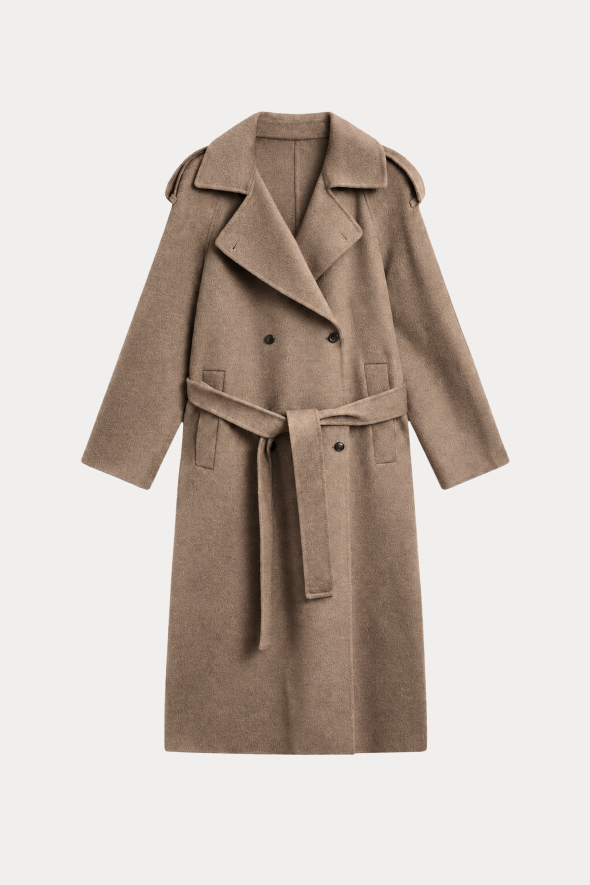 Long Wool Blend Trench Coat