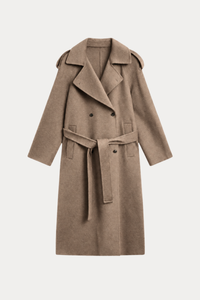 Long Wool Blend Trench Coat