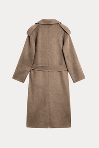 Long Wool Blend Trench Coat