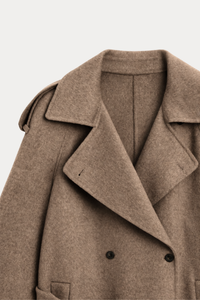 Long Wool Blend Trench Coat