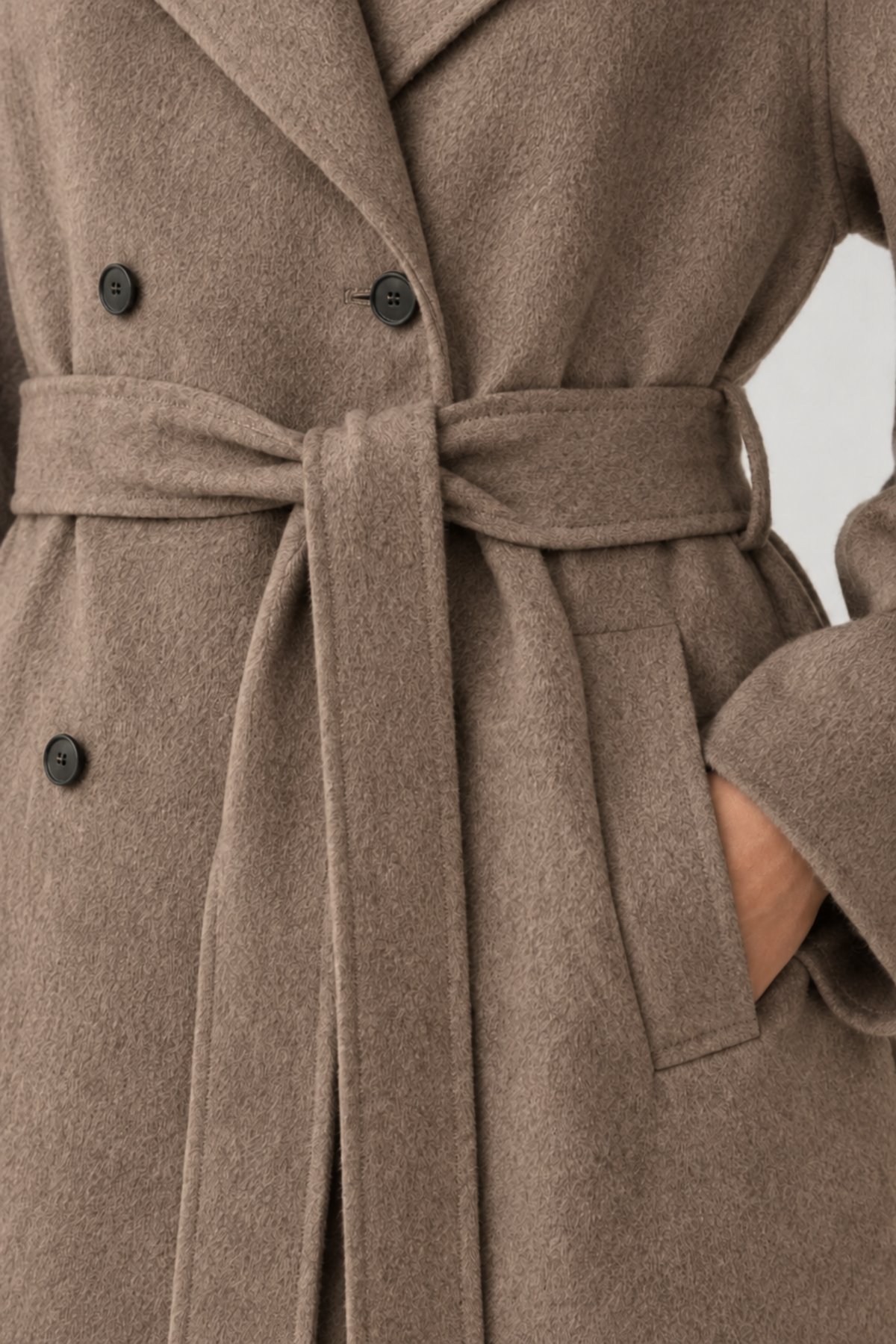 Long Wool Blend Trench Coat