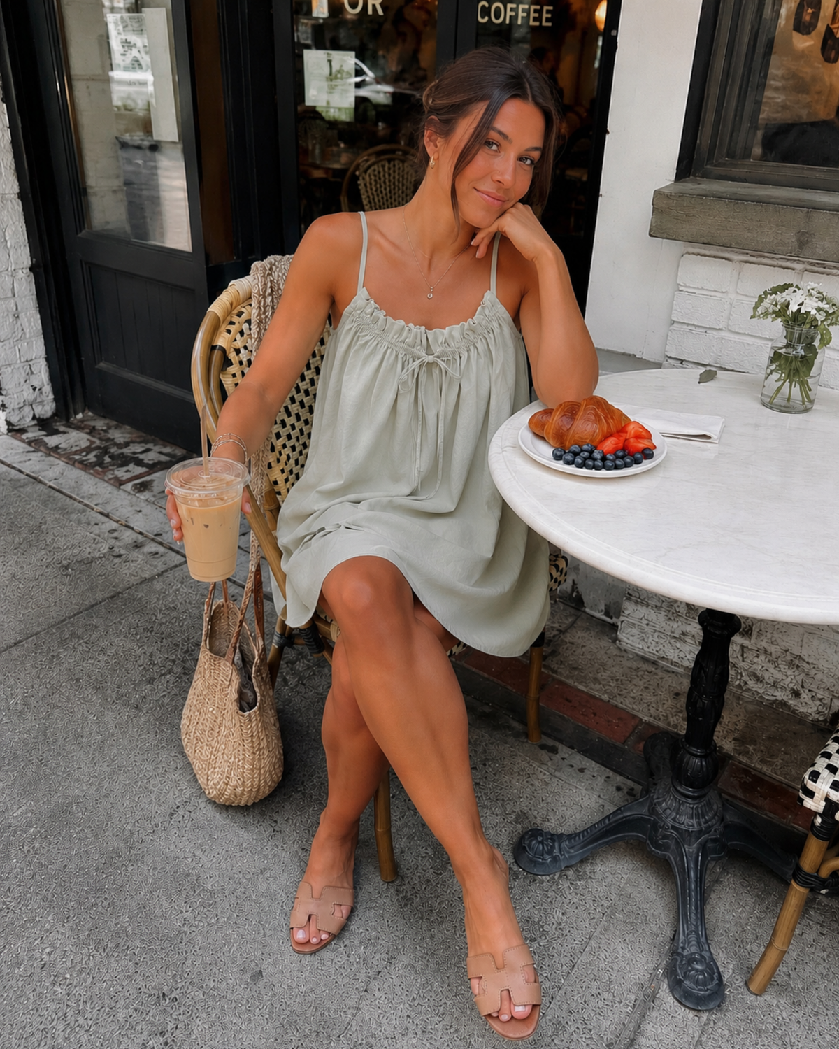 100% Cotton Smocked Peasant Mini Dress