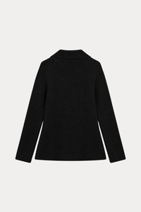 Ribbed Double-Breasted Knit Blazer
