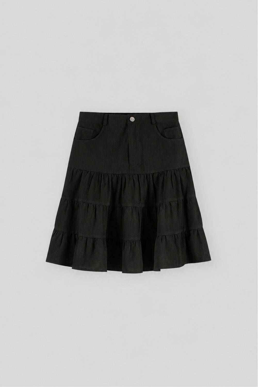 Linen-Cotton Ruffle Skirt