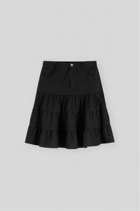 Linen-Cotton Ruffle Skirt