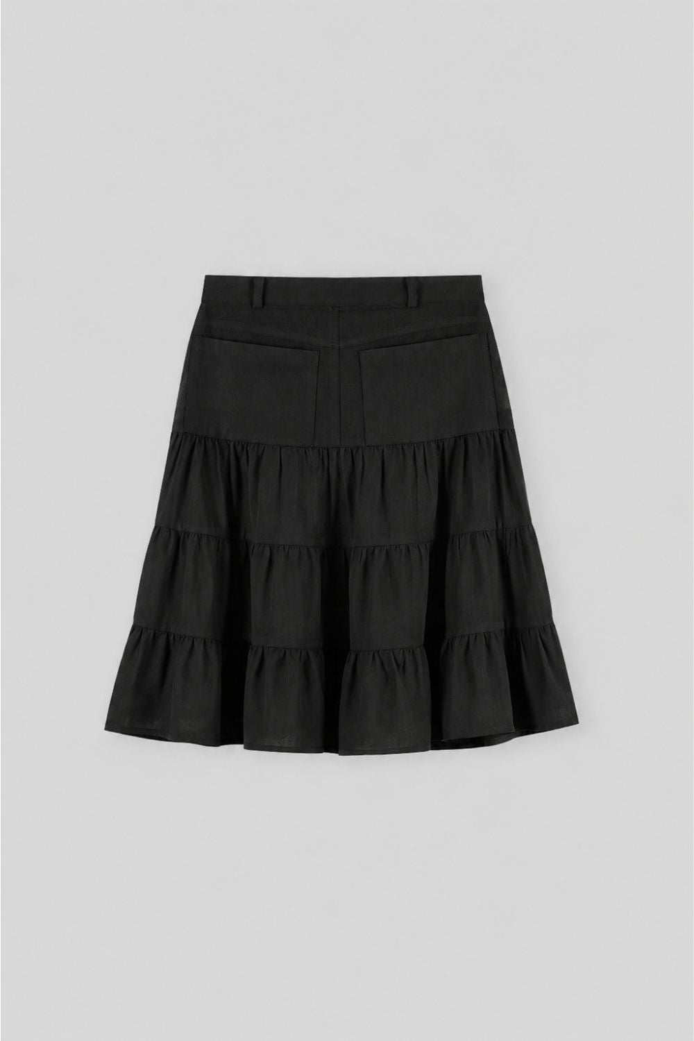Linen-Cotton Ruffle Skirt