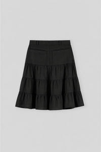 Linen-Cotton Ruffle Skirt