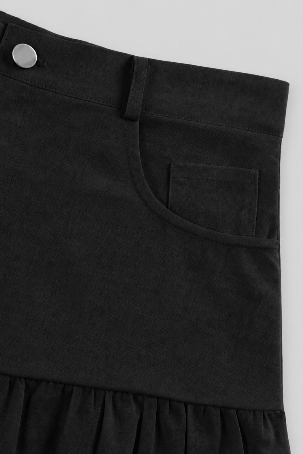 Linen-Cotton Ruffle Skirt