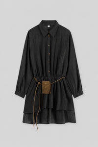 Fluid Tiered Shirt Mini Dress