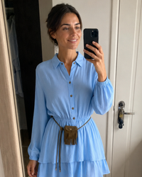 Fluid Tiered Shirt Mini Dress