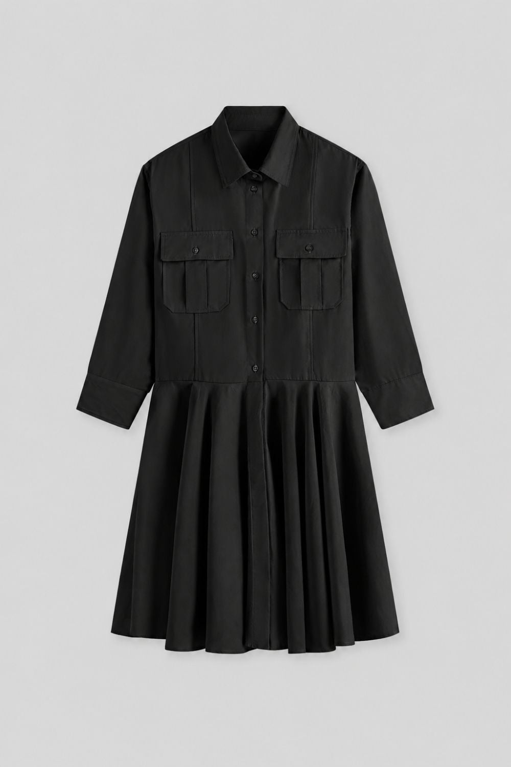 100% Cotton Patch-Pocket Shirt Dress