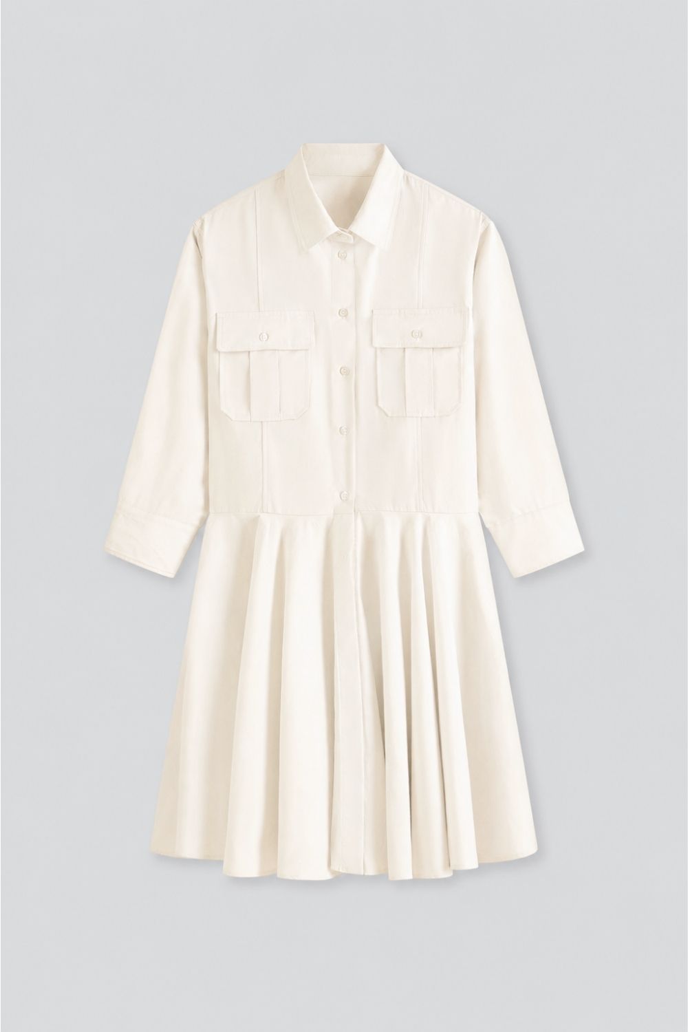 100% Cotton Patch-Pocket Shirt Dress
