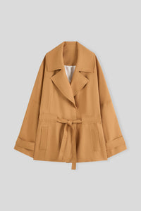 Linen-Blend Single Layer Trench Coat