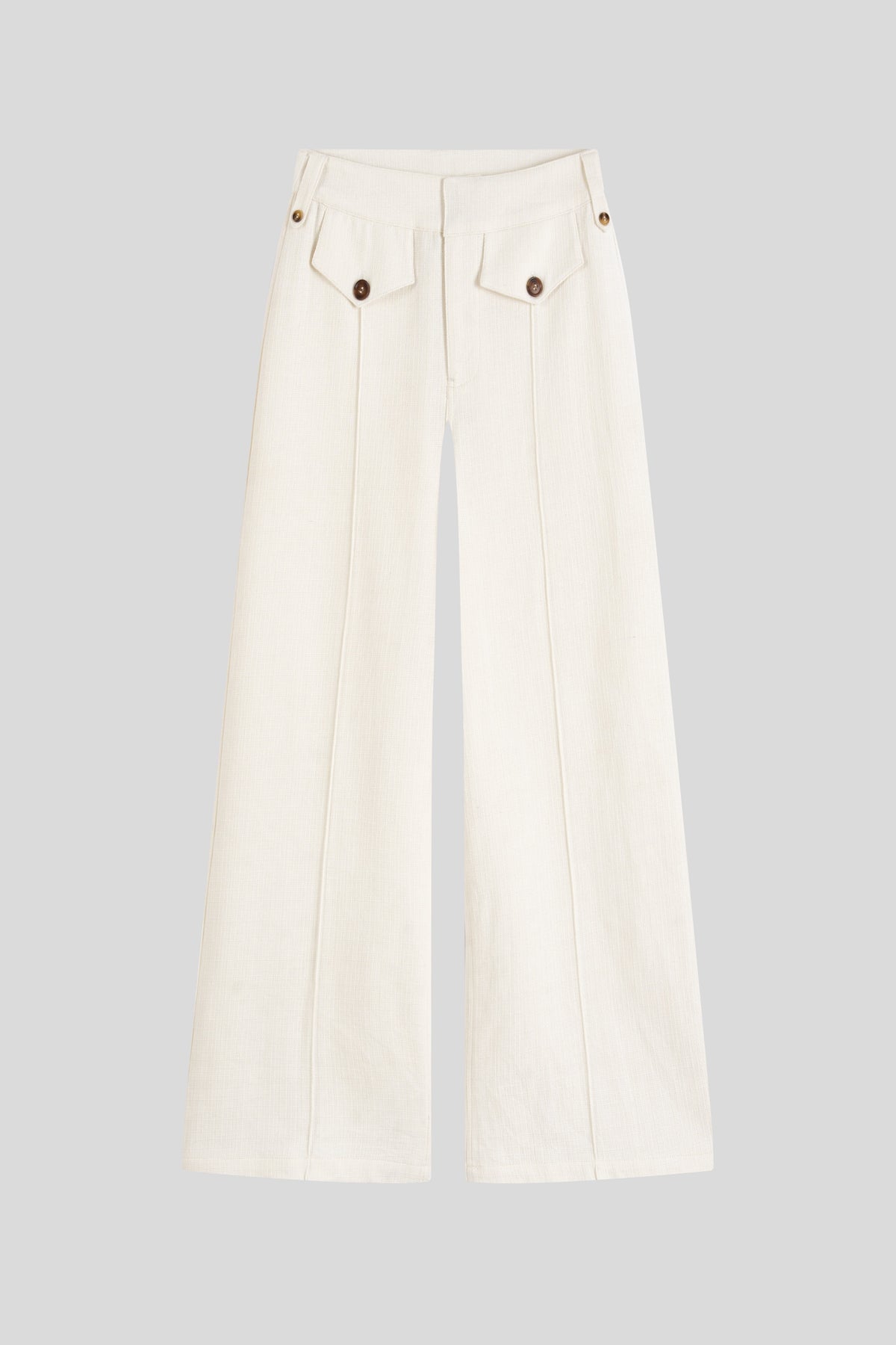 Linen-Cotton High Waist Trousers