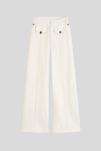 Linen-Cotton High Waist Trousers