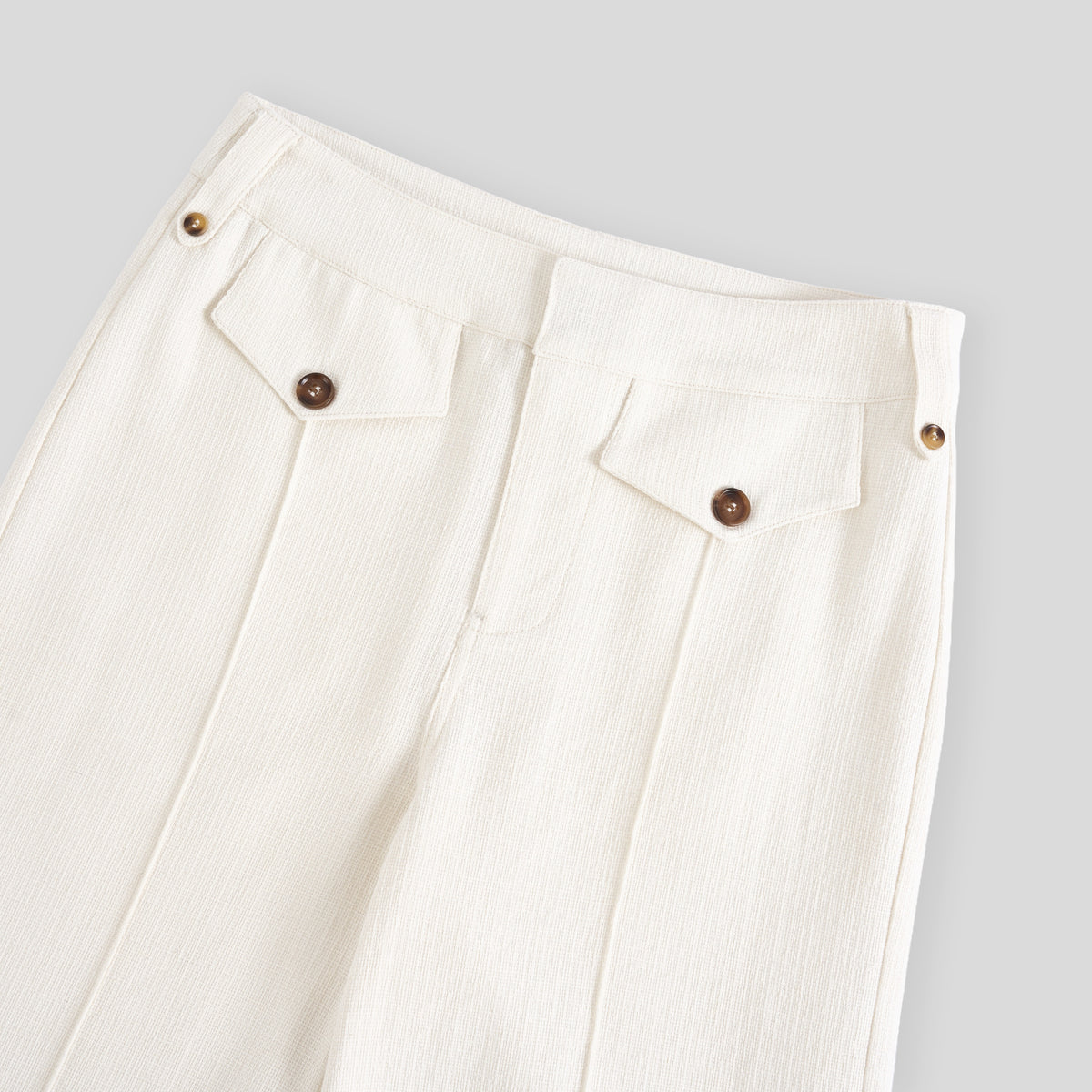 Linen-Cotton High Waist Trousers