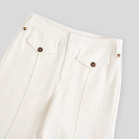 Linen-Cotton High Waist Trousers