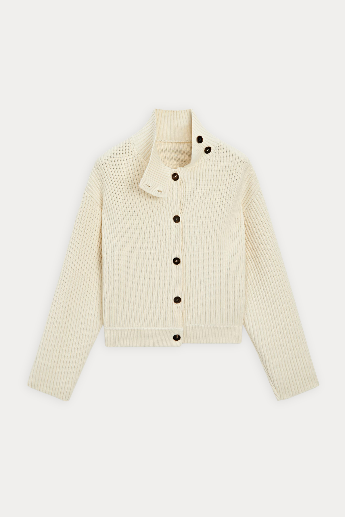 100% Cotton Funnel-Neck Cardigan