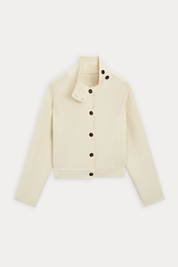 100% Cotton Funnel-Neck Cardigan