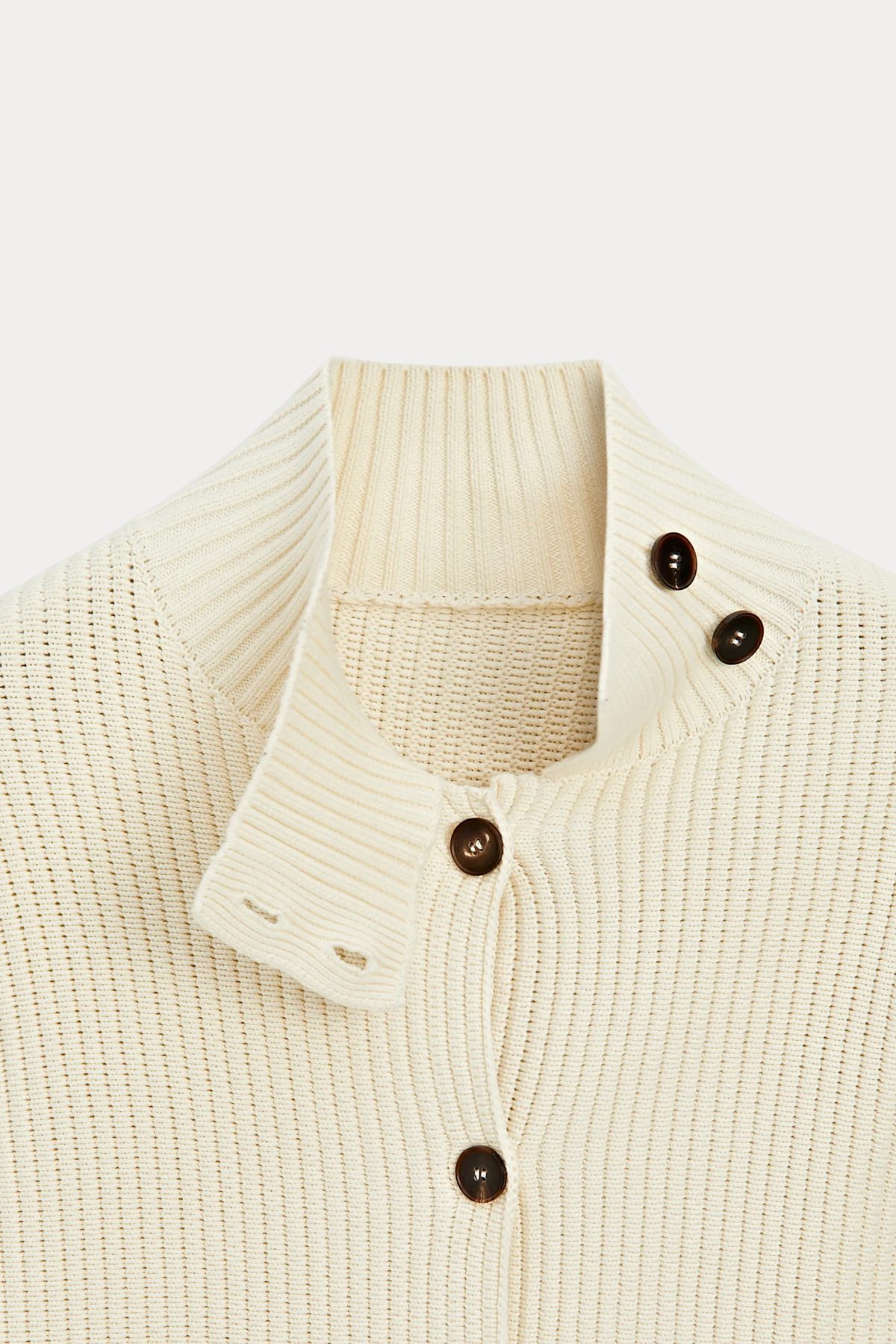 100% Cotton Funnel-Neck Cardigan