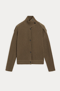 100% Wool Funnel-Neck Cardigan