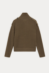 100% Wool Funnel-Neck Cardigan