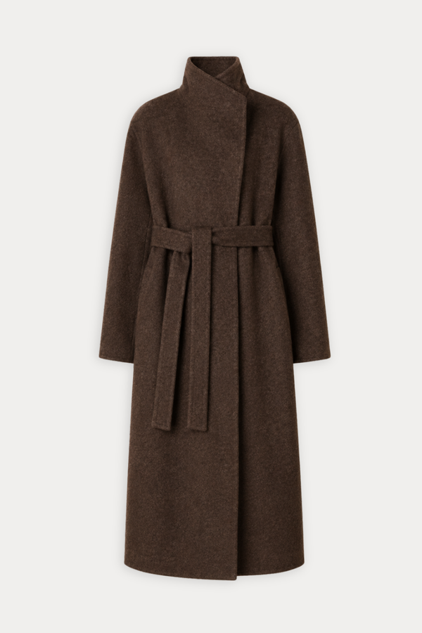 100% Wool Funnel-Neck Coat