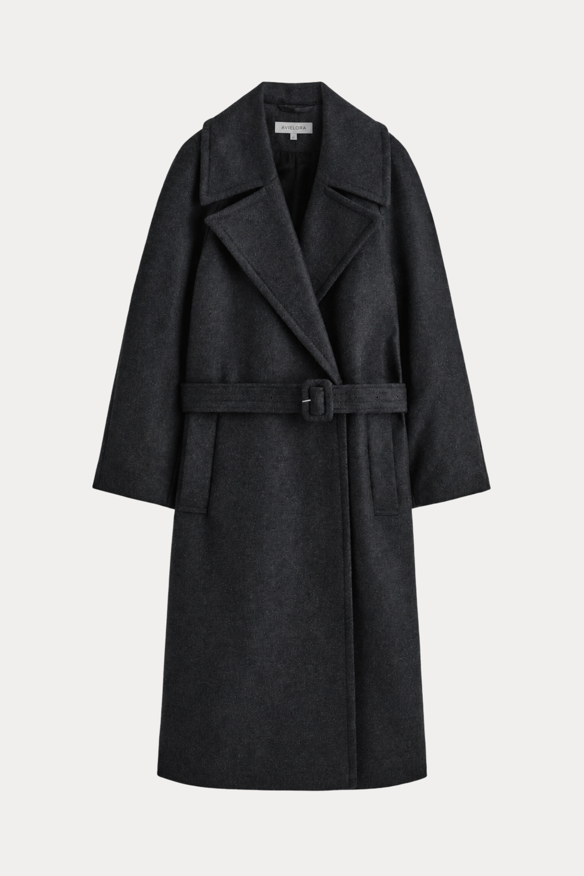 Wool-Blend Tailored Belted Coat