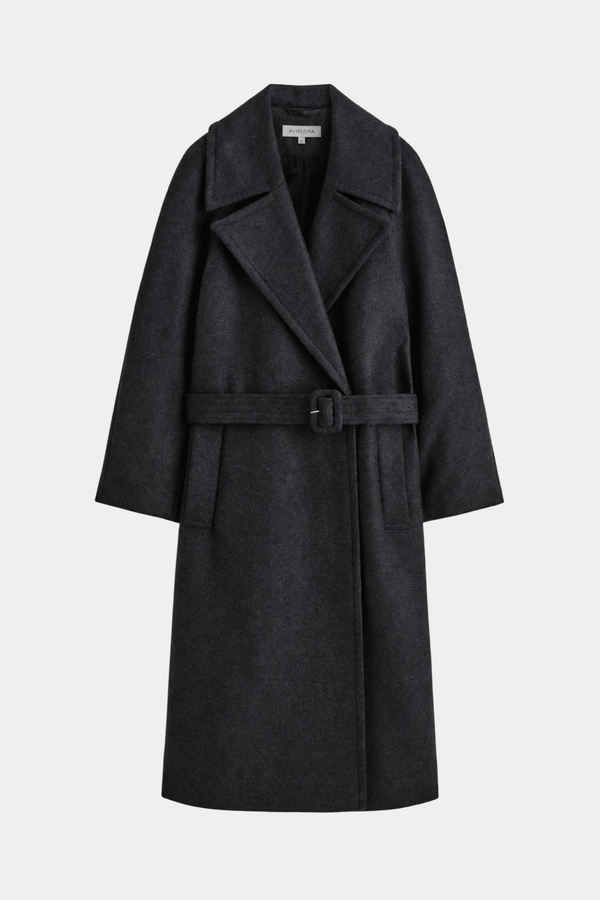Wool-Blend Tailored Belted Coat