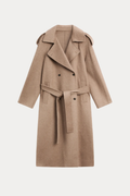 Wool-Blend Long Trench Coat