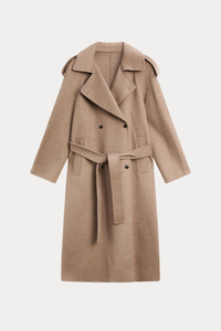 Wool-Blend Long Trench Coat