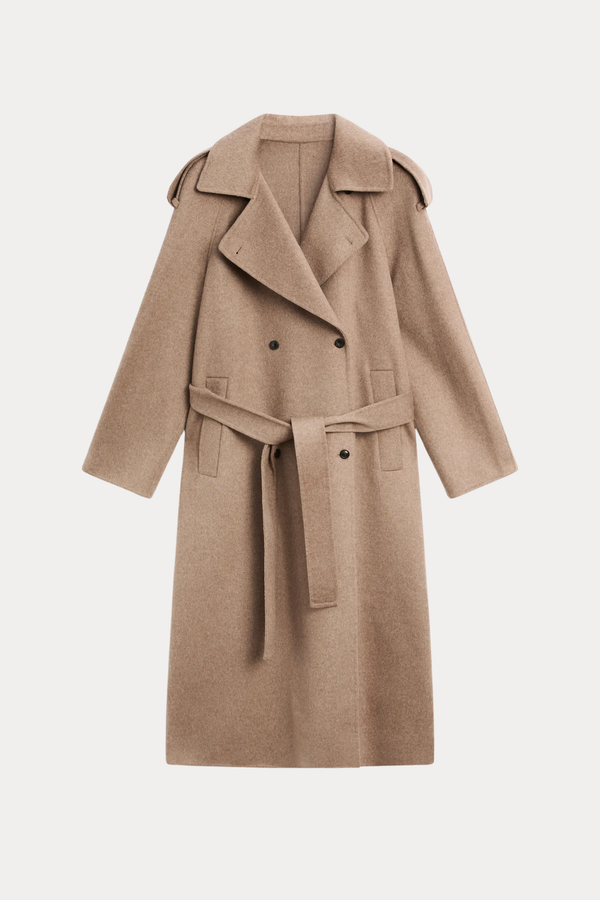 Wool-Blend Long Trench Coat