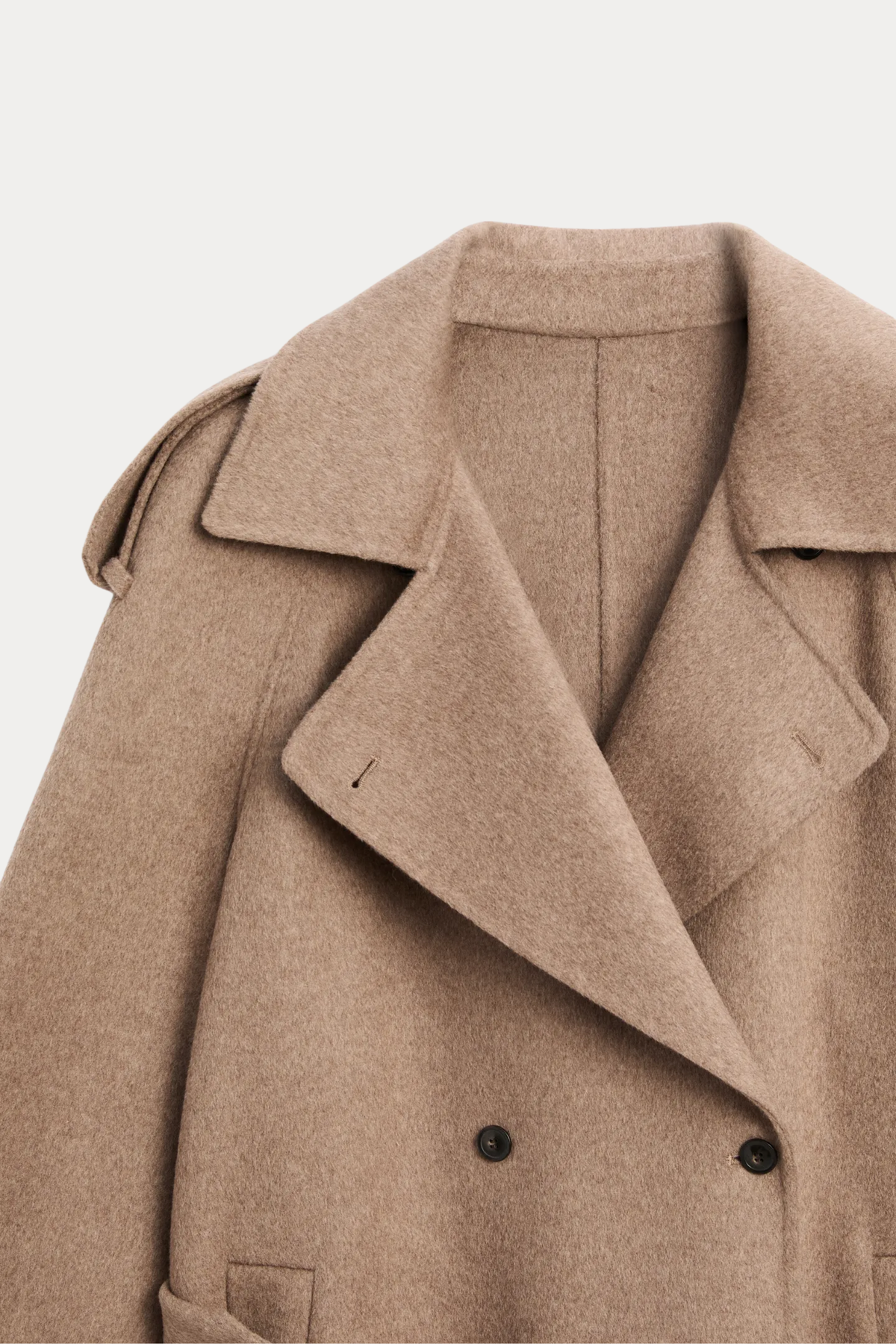 Wool-Blend Long Trench Coat
